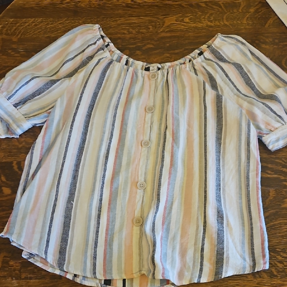 Elegant Striped Button-Up Blouse
